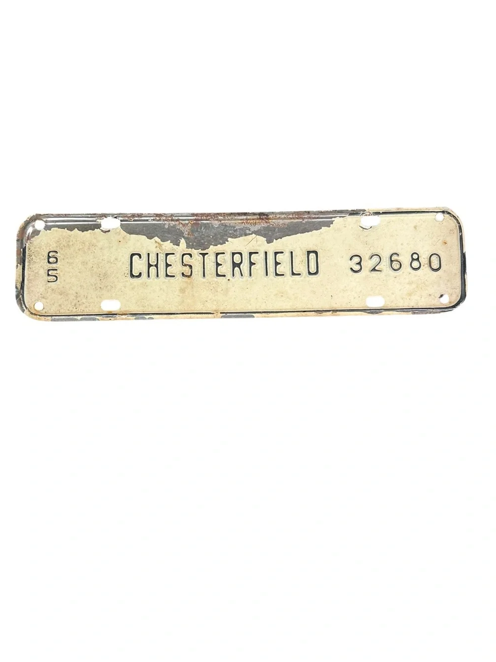 1965 Chesterfield County Virginia license plate attachment topper 32680